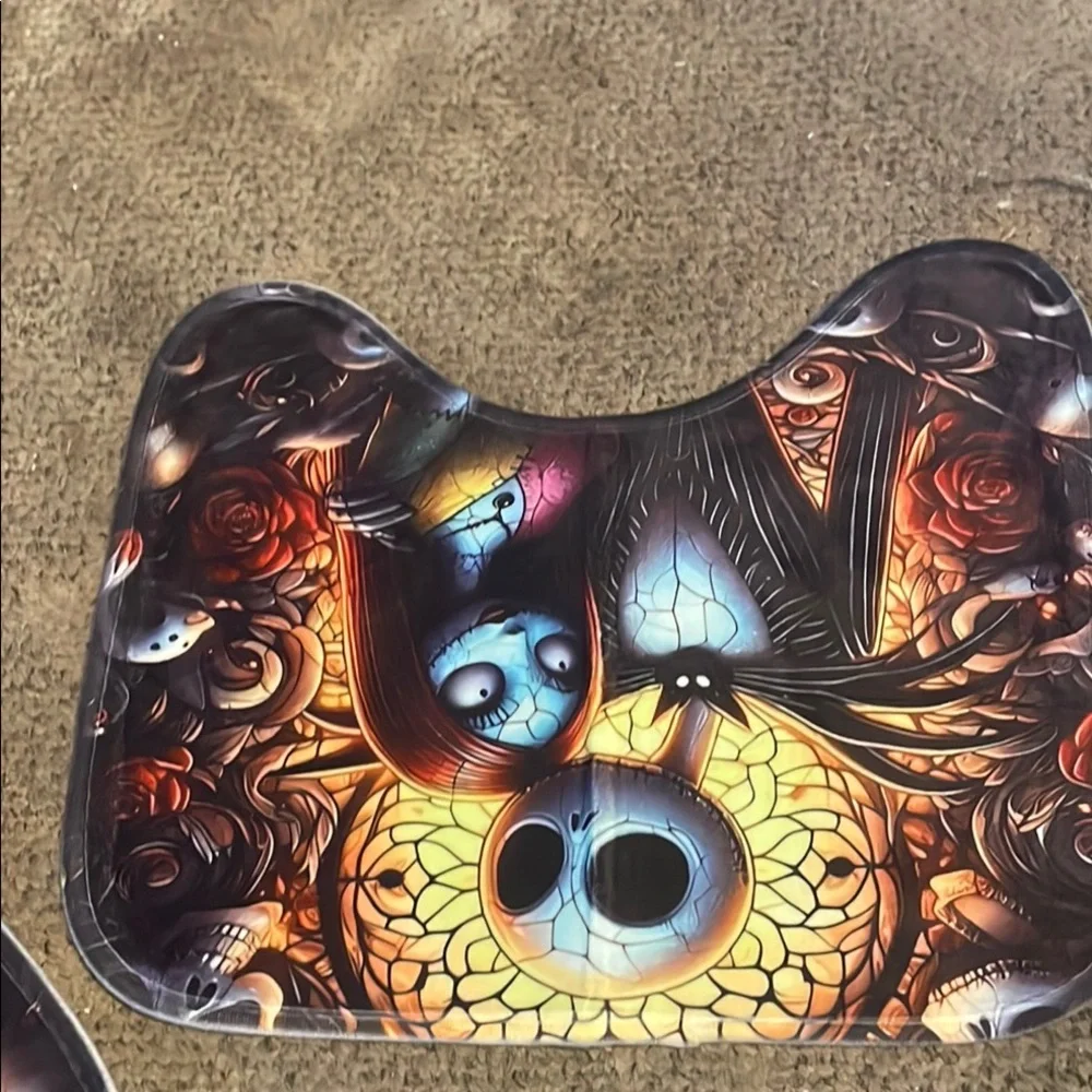 Vibrant Nightmare Before Christmas Art Print 3 piece bathroom set 3'by6' rug